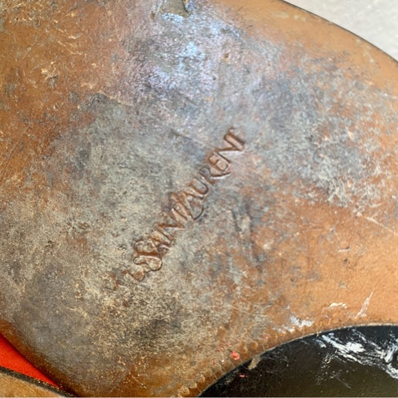 YSL YVES SAINT LAURENT Shoes Vintage Pumps Loafers Red Logo Italy Velvet Flats - Picture 15 of 16